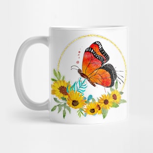 Monarch butterfly and sunflowers Mug